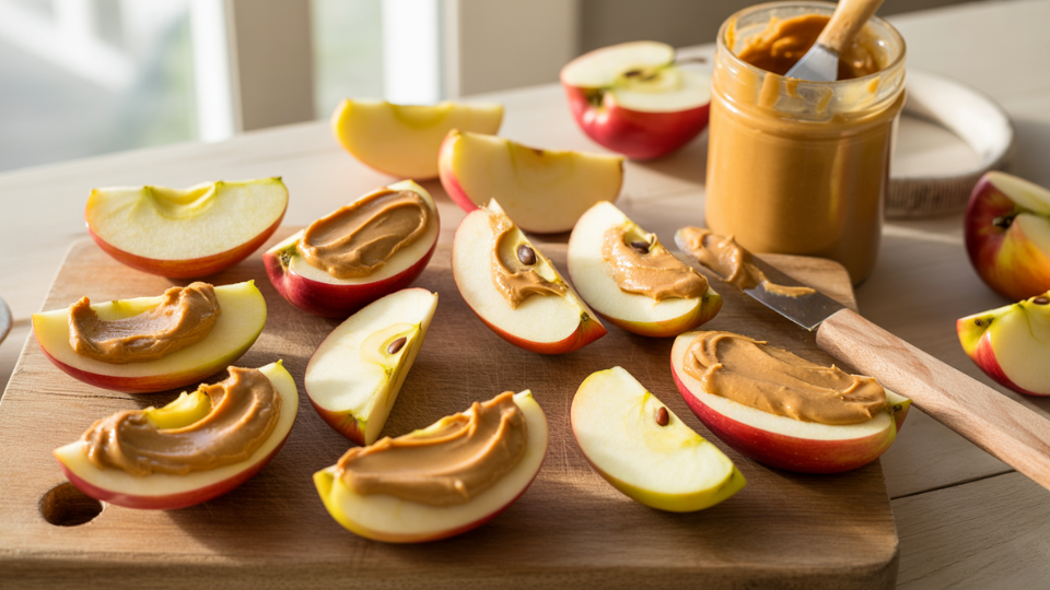 apple slices with peanut butter