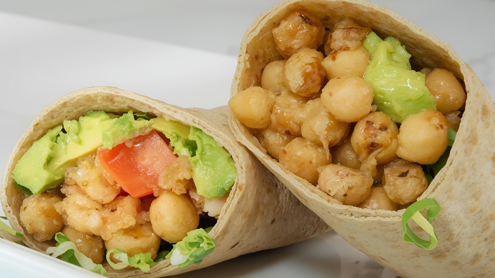 chickpea and avavcado wrap