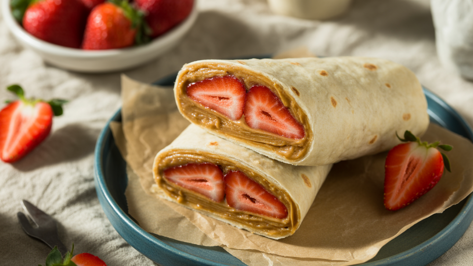 peanut butter and strawberry wrap