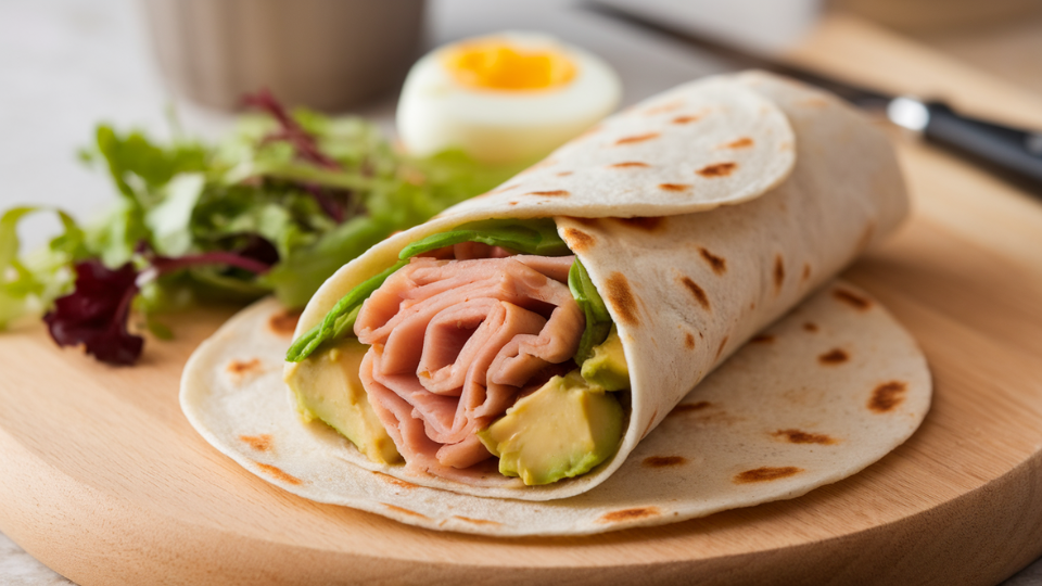 turkey and avocado breakfast wrap